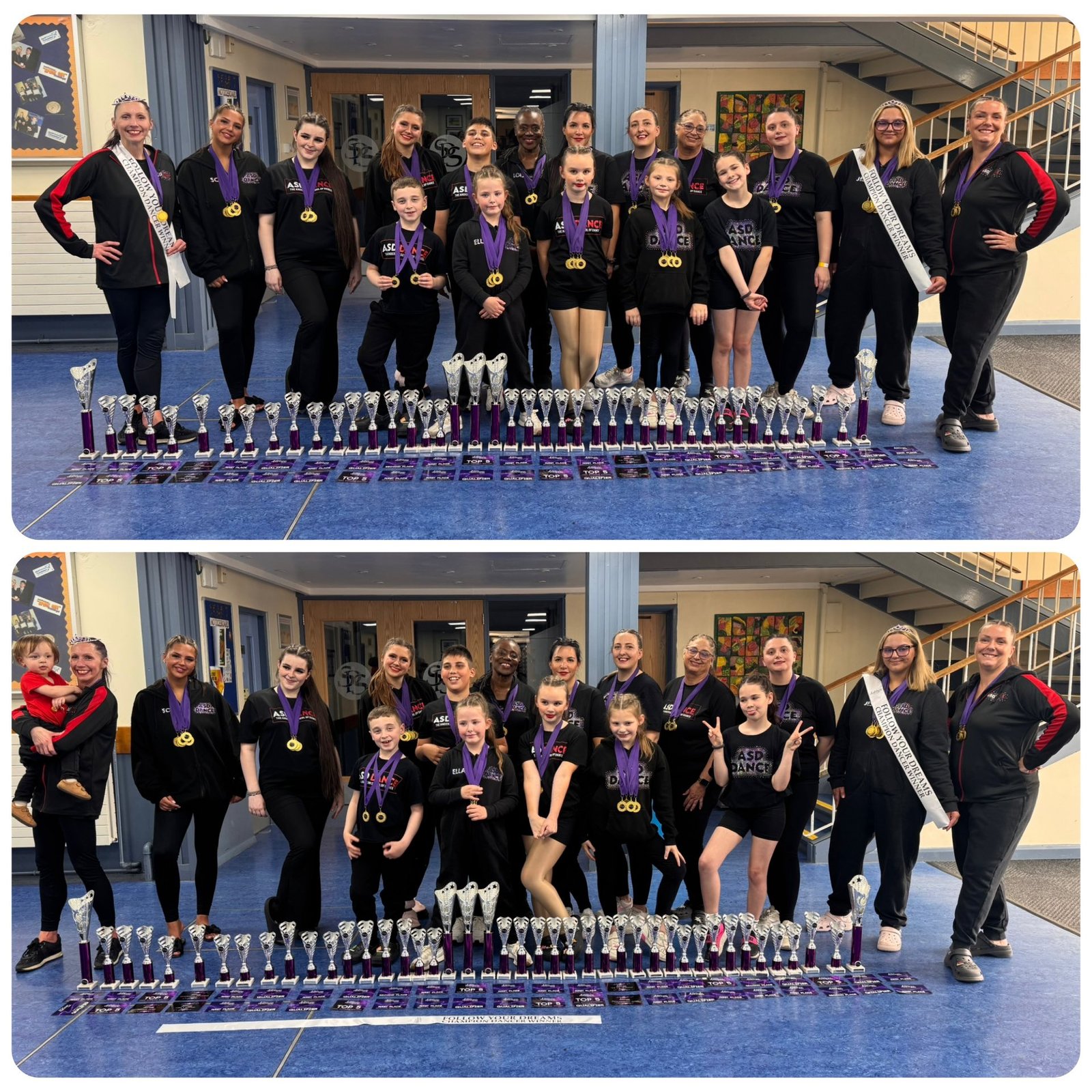 ASD Dance team with their competition trophies and medals